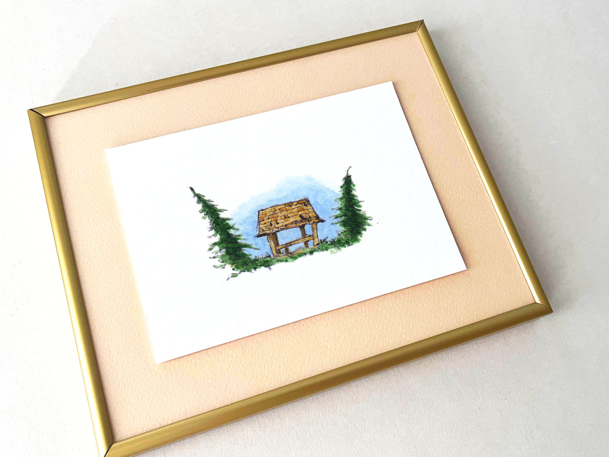 Gazebo — hand-painted watercolor greeting card, Misfits collection