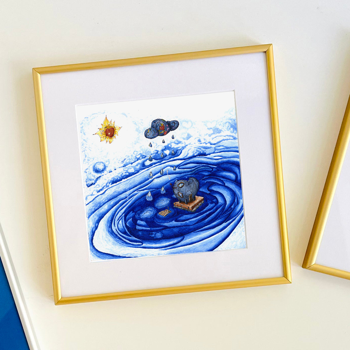 Formula of Love — hand-painted watercolor greeting card, Sea collection