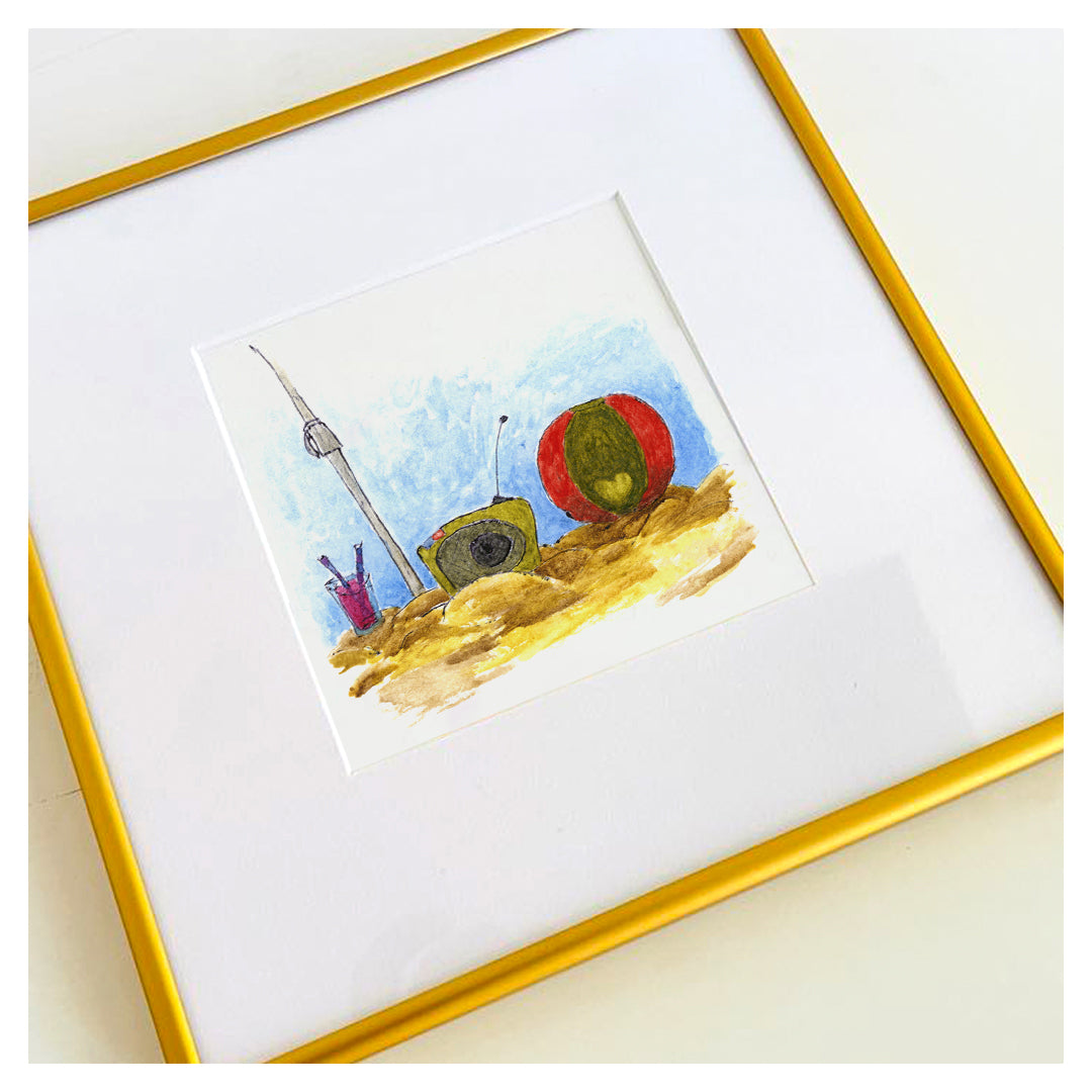 Under My Umbrella — hand-painted watercolor greeting card, Sea collection
