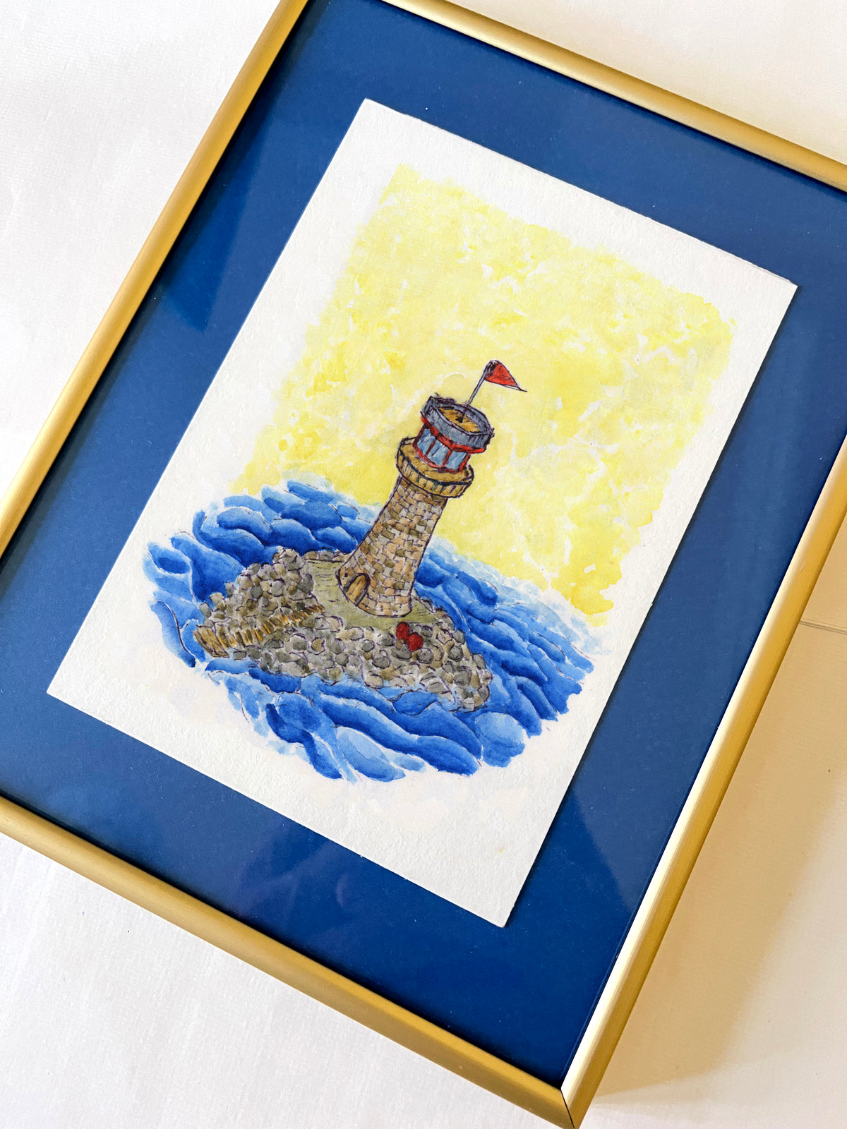 Lighthouse — hand-painted watercolor greeting card, Sea collection