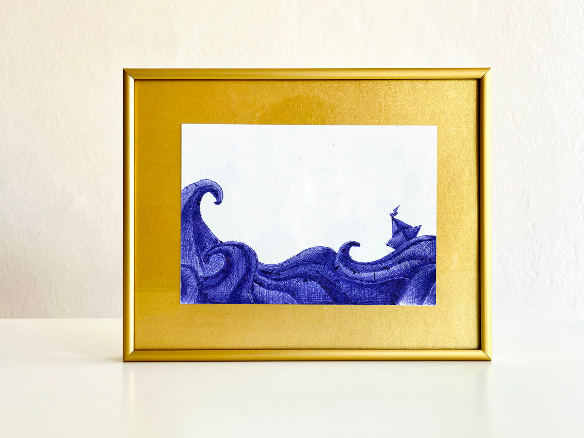 Storm — hand-painted watercolor greeting card, Sea collection