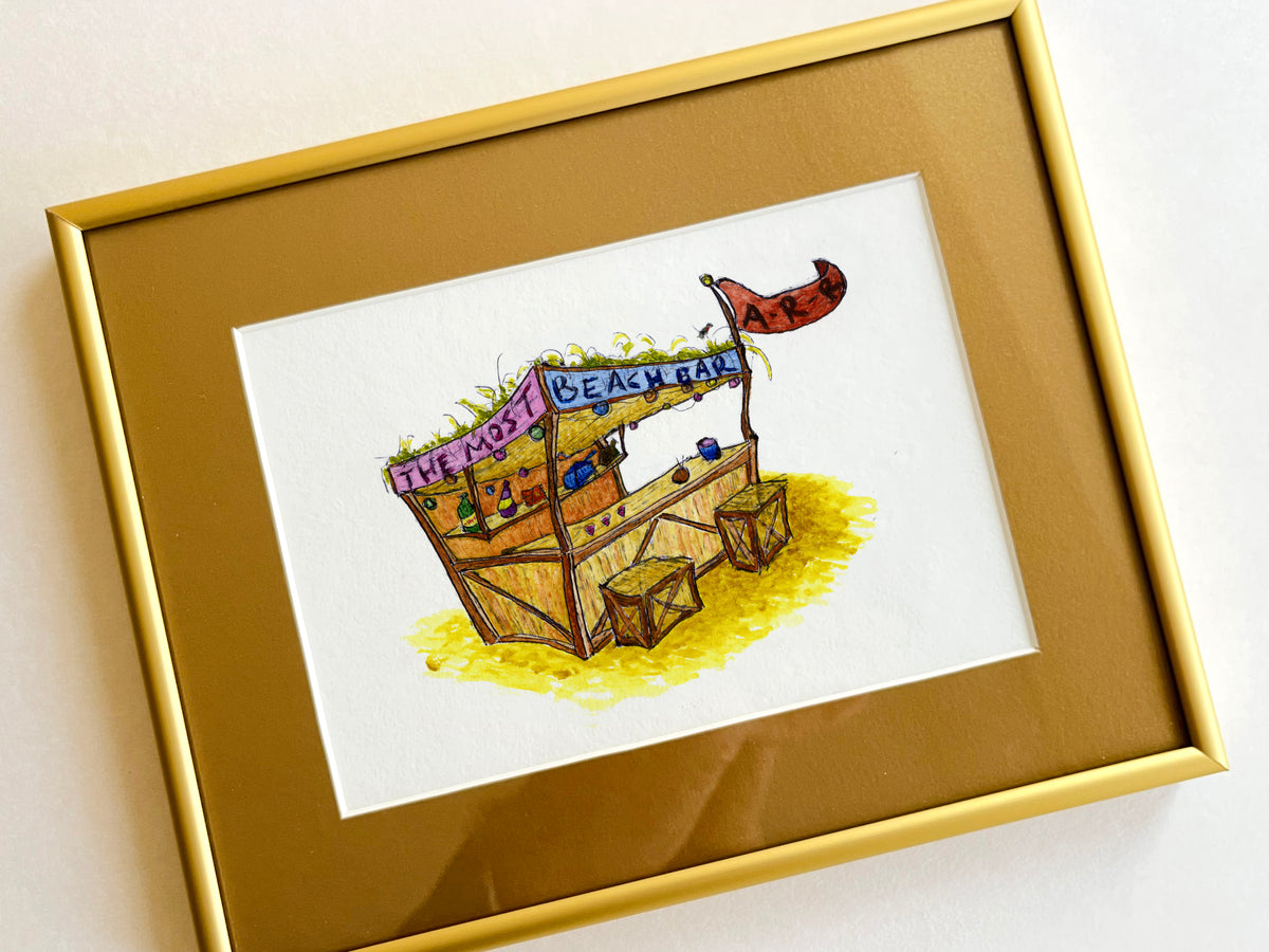 Most Beach Bar in the World — hand-painted watercolor greeting card, Sea collection