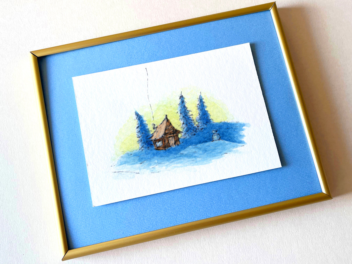 Dawn — hand-painted watercolor greeting card, Christmas collection
