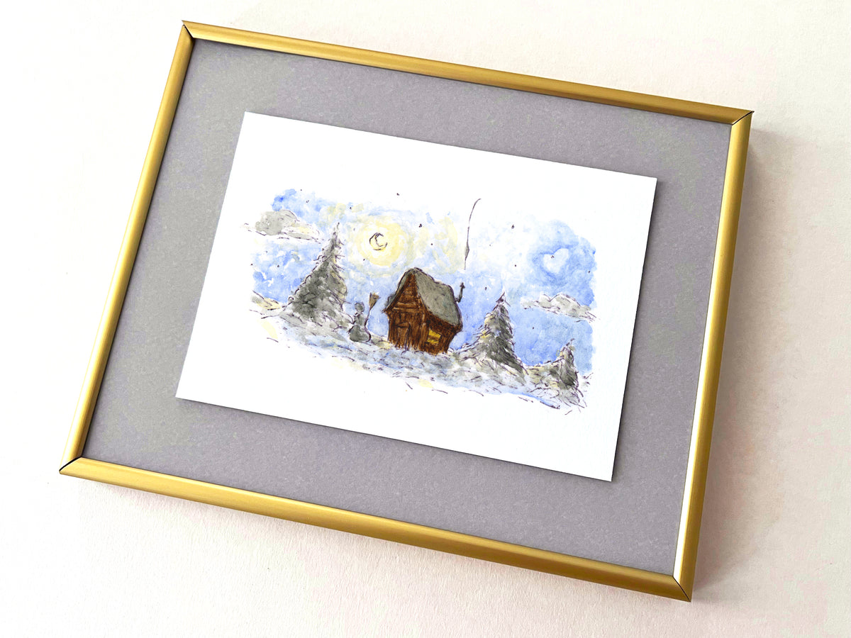 Christmas time — hand-painted watercolor greeting card, Christmas collection