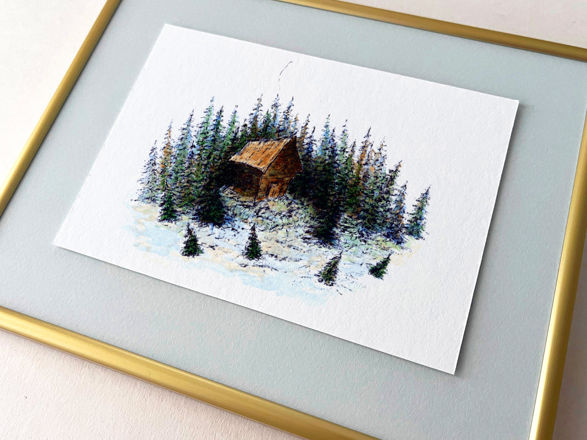 Morning — hand-painted watercolor greeting card, Christmas collection
