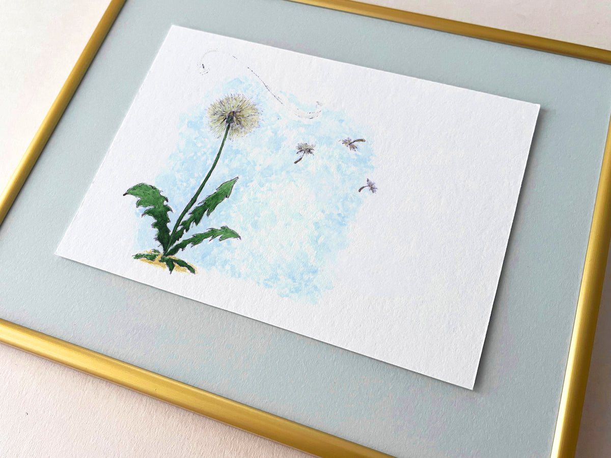 Neat Dandelion — hand-painted watercolor greeting card, Floral collection
