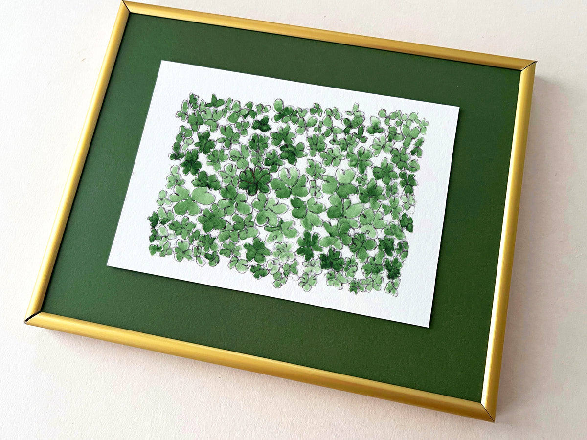 Luck — hand-painted watercolor greeting card, Floral collection