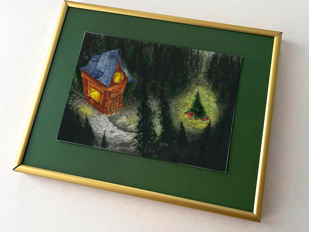 Wonder — hand-painted watercolor greeting card, Christmas collection
