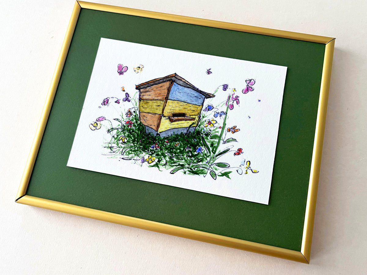 Hive — hand-painted watercolor greeting card, Floral collection