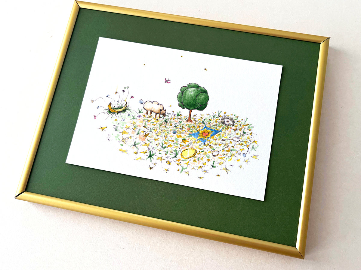 Picnic — hand-painted watercolor greeting card, Misfits collection