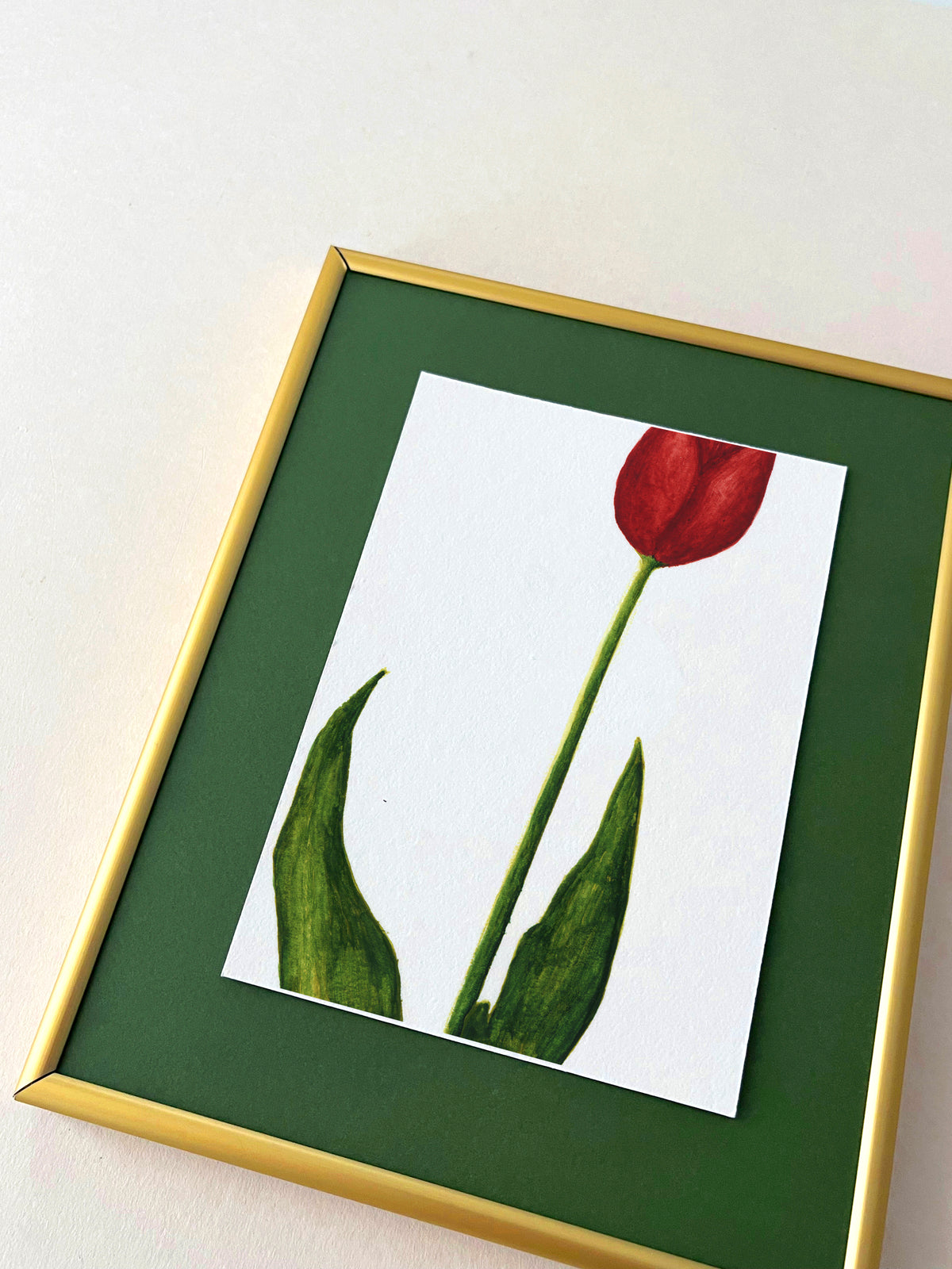 Tulip — hand-painted watercolor greeting card, Floral collection