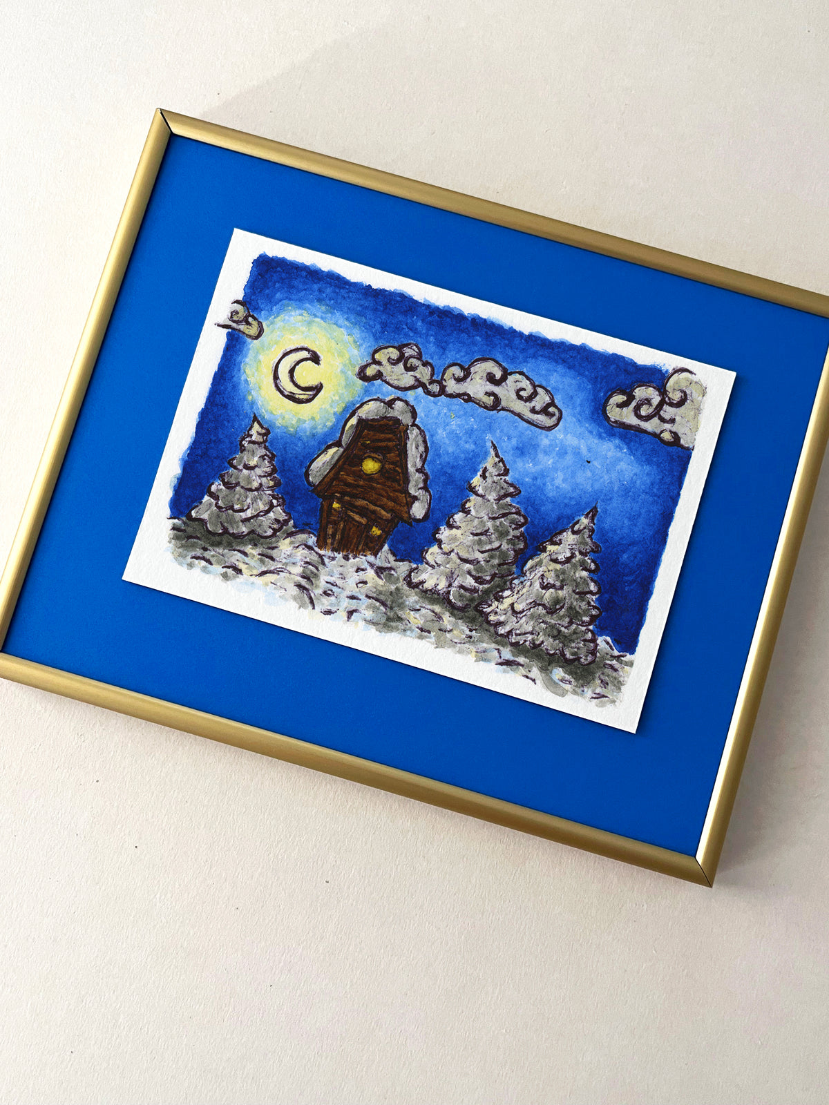 Warmth — hand-painted watercolor greeting card, Christmas collection