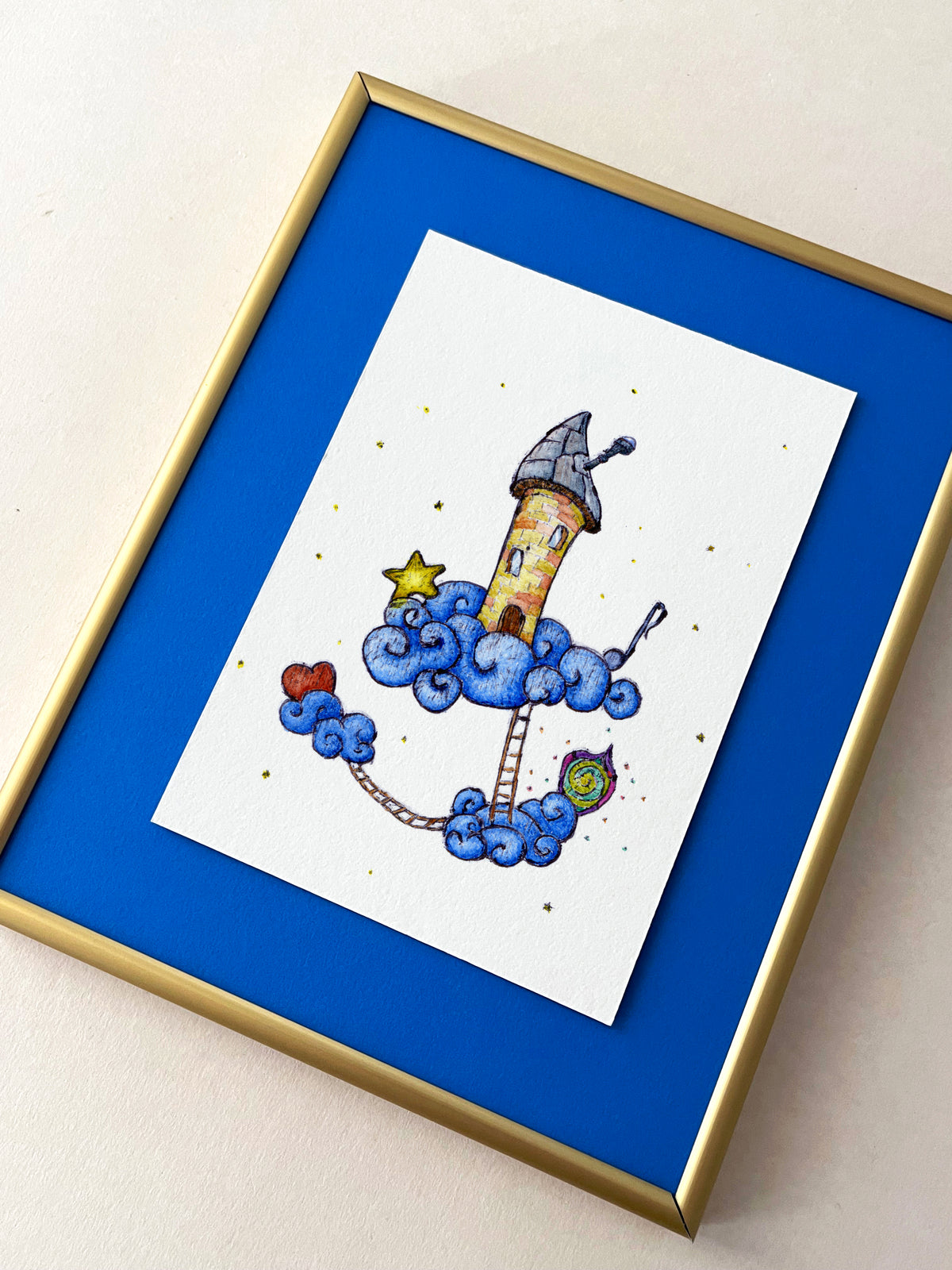 The Star Gazer's tower — hand-painted watercolor greeting card, Misfits collection