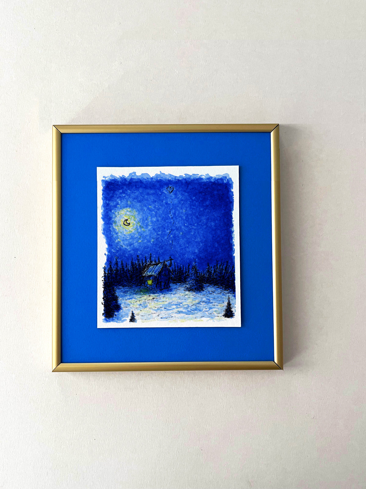 Silent Night — hand-painted watercolor greeting card, Christmas collection
