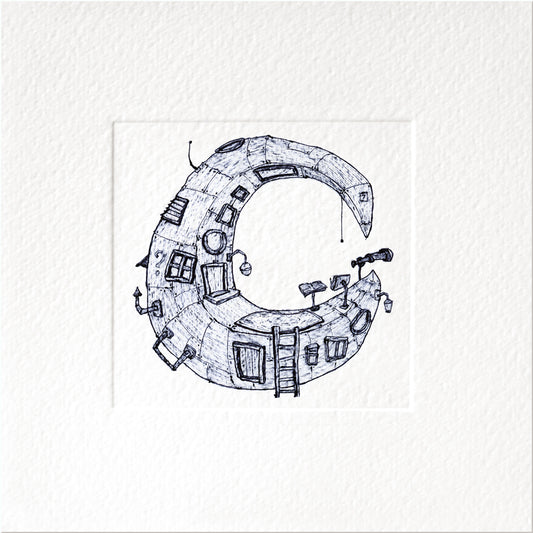 The Stargazer — original ink and watercolor greeting card by Studio VLKNV