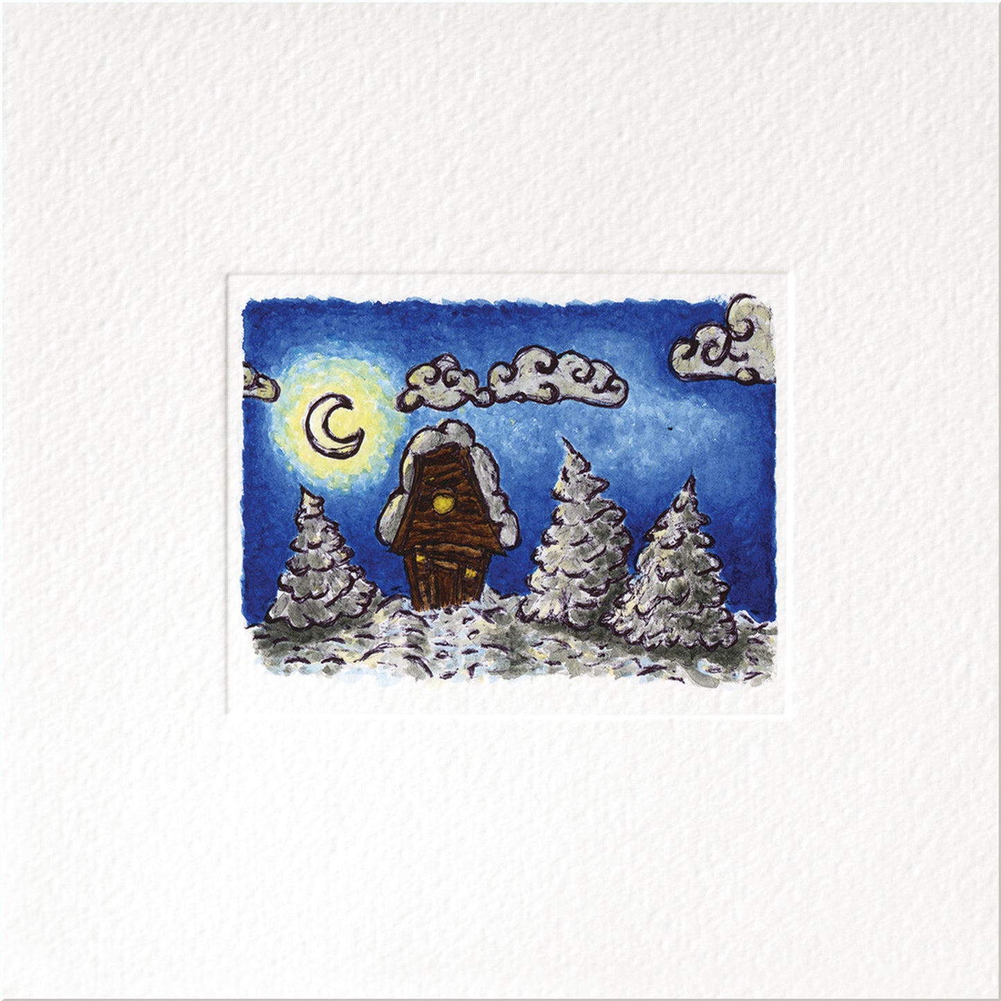 Cozy Cottage — Christmas art greeting card by Studio VLKNV