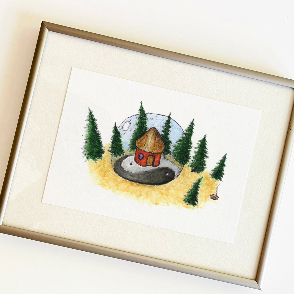Yin Yang Home — hand-painted watercolor greeting card, Zen collection