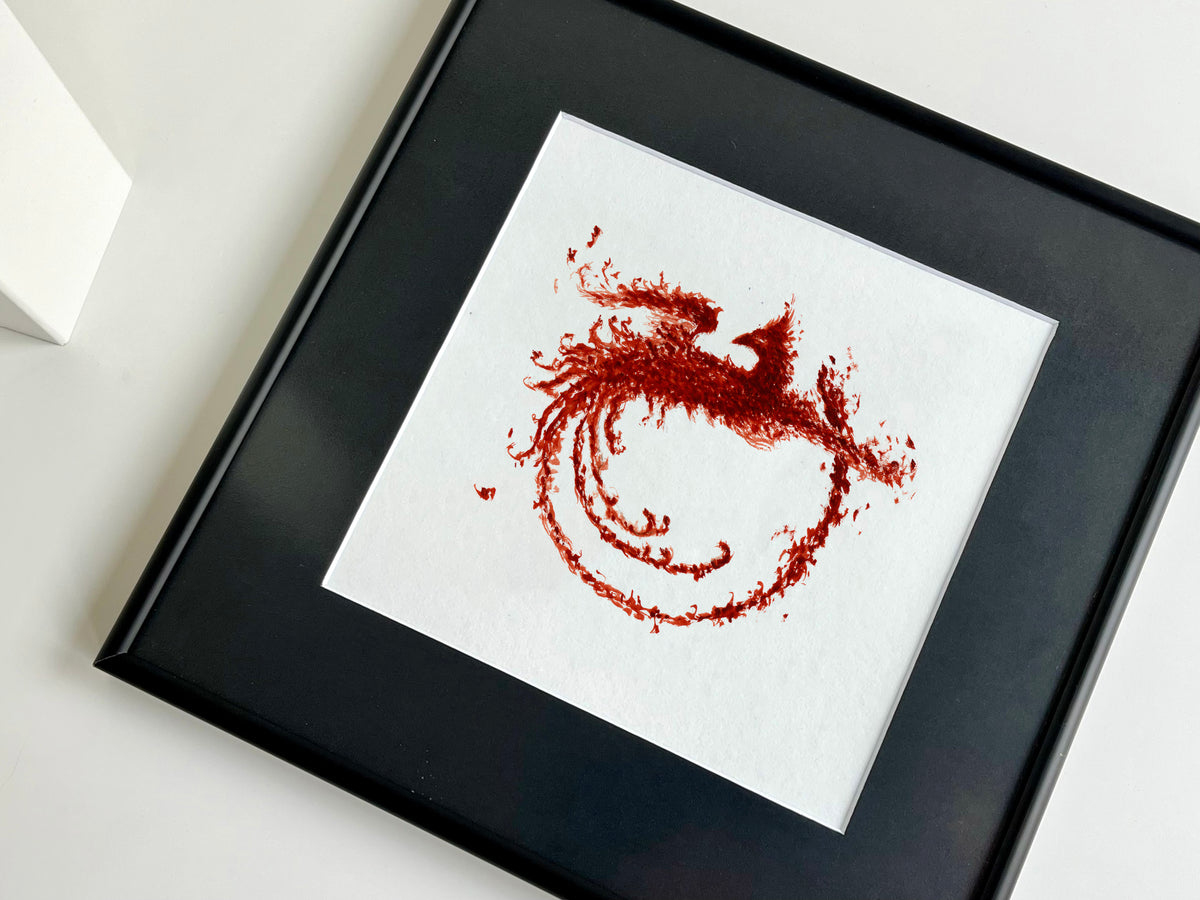 Phoenix — hand-painted watercolor greeting card, Zen collection